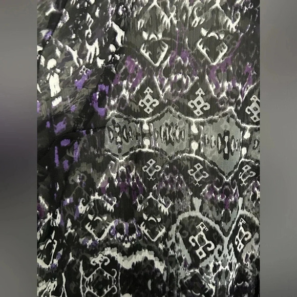 Women’s 3X SHEER Blouse Gray Purple Pleat Ruffle Long Sleeve Whimsigoth - Picture 6 of 15